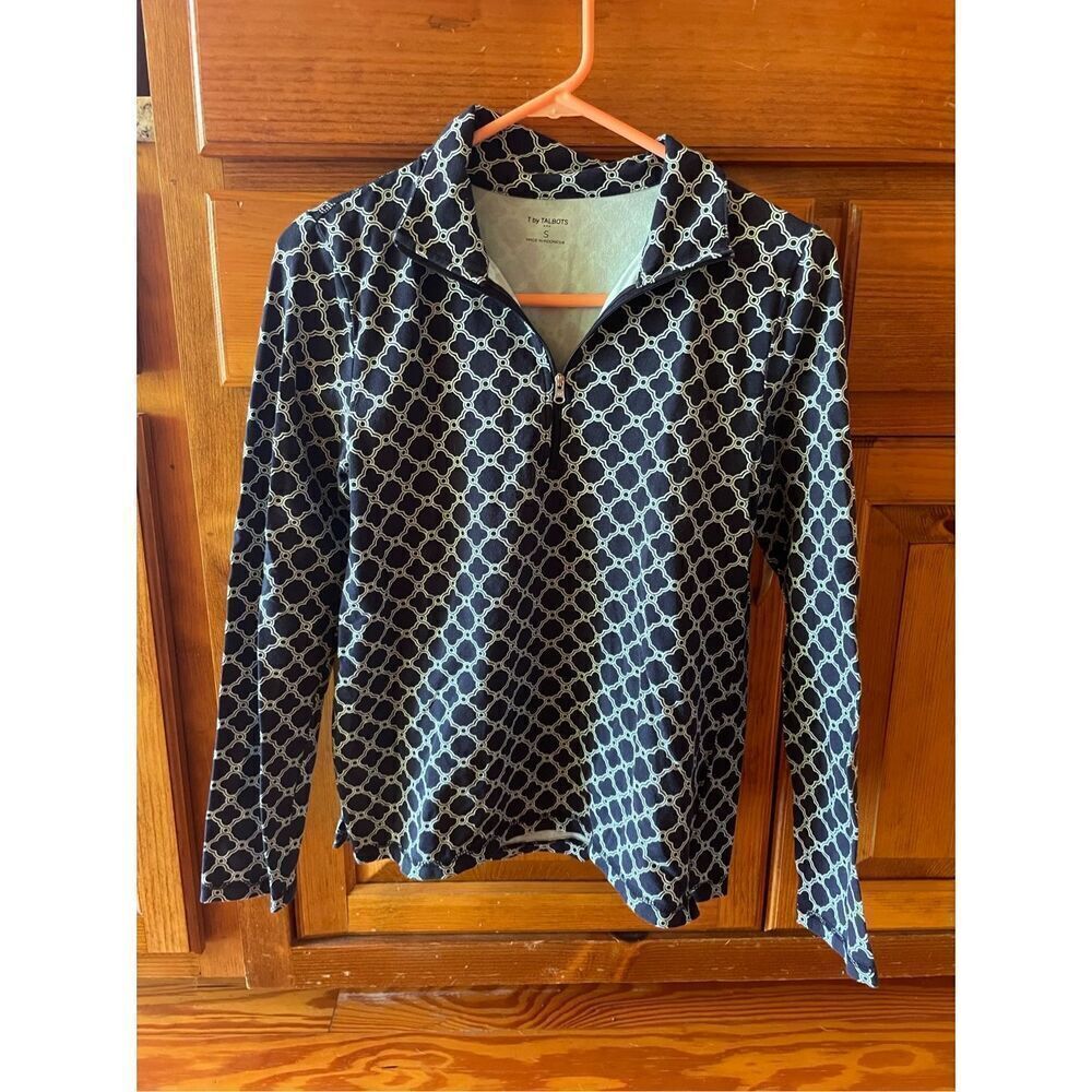 T BY TALBOTS Stretch Printed Athletic Casual Zip Up Jacket Top Size Small